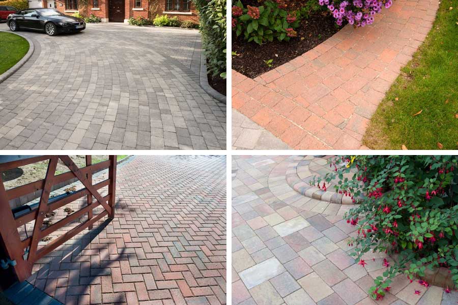 Examples of different types of Brett block paving bricks